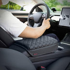 KMMOTORS Model y, Model 3 (2021-2024) Center Console Cover Quilting Black, Armrest Cushion, Console Protector, Vegan Leather (Black)