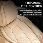 Coverado Seat Covers, Car Seat Covers Front Seats, Premium Nappa Leather Seat Covers for Cars, Waterproof Car Seat Protector with Lumbar Support, Front Seat Covers Universal Fit for Most Cars (Beige)