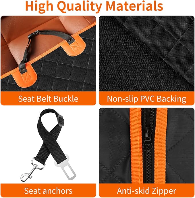 Dog Hammock for Car with Mesh Window - Tesla Model 3, SUV, Sedan, Waterproof Heavy Durable Hammock, Scratch Proof Nonslip with Seatbelt and Side Flaps, Dog Car Seat Cover for Pets