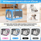 Cat Carrier for Large Cats up to 20 Lbs,Soft-Sided Pet Carrier for Large and Medium Cats, Small Dogs,Puppies,Collapsible Dog Carrier Travel Bag with 2 Storage Bags,4 Mesh Windows (Blue, Medium)