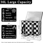 Checkered Insulated Grocery Bags 2 Pack, Checkerboard Cooler Shopping Bags for Groceries, Insulated Bags for Food Delivery
