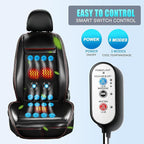 Leather Cooling Car Seat Cover, Breathable Mesh Cooling Car Seat Cushion with Massage & 16 Fans, 3-in-1 All-Season Ventilated Seat Cover for Car SUV Truck Universal Fit (Black-1)