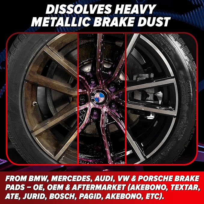 Carfidant Rim Reactor Wheel and Rim Cleaner Spray - Removes Brake Dust & Grime - Safe for BMW, Mercedes, Audi, VW & Porsche - No Scrub, pH Neutral, Non-Acidic Tire Cleaner - 32 fl oz