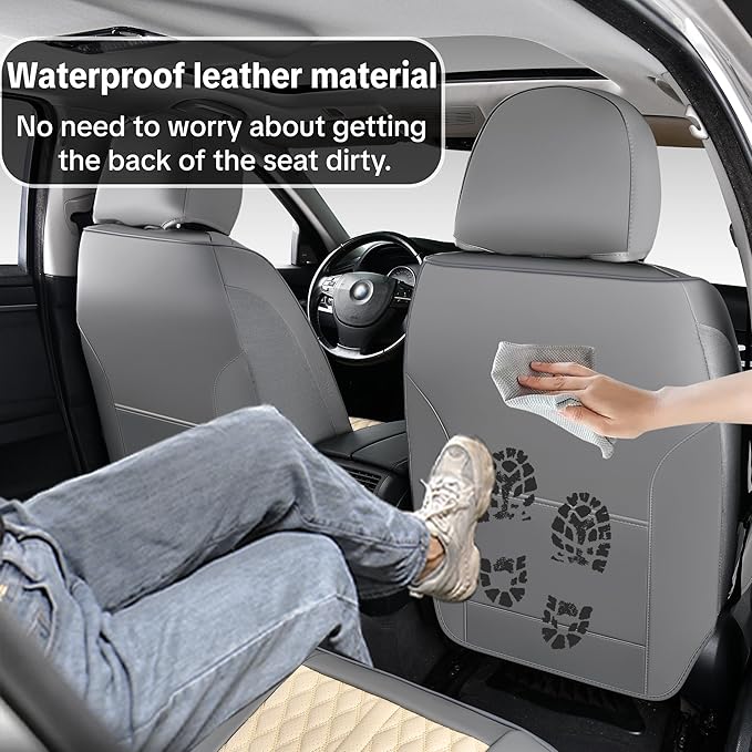 Light Taupe Car Seat Covers for Ford Bronco Sport 2021-2025 Car Seat Cover, Premium Leather, Full Set of 5 Seats, Waterproof, with Lumbar Support, Beautify Interior