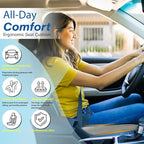 Car Seat Cushion, Ergonomic Memory Foam Car Cushion for Sciatica Pain Relief, Larger Driving Seat Pillow for Short Drivers on Long Drives - Butt Pillow for Truck, Office, Wheelchair - Large Black