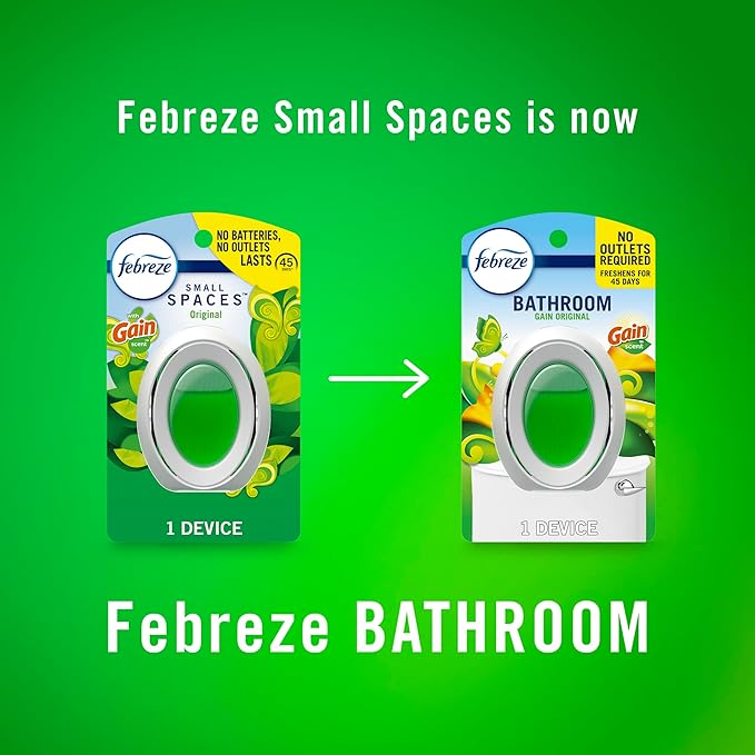 Febreze Bathroom Air Freshener, Odor-Fighting, Plug-In Alternative, Air Fresheners for Home, Bathroom and Kitchen, Closet, Pet & Litter Box Odor Fighter, Gain Original Scent, Multicolor, 4 Count
