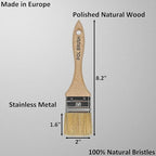 Set of 2 2 Inch Flat Paint Brushes - High European Quality - Natural Bristles - for Home, Wood, Walls, Art, Trim & Furniture - for Acrylic, Oil, Stain, Chalk & Latex Paints