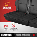 Motor Trend Rear Seat Cushion - Black Diamond Stitched Faux Leather Rear Seat Cover for Cars, Trucks, SUVs - Padded, Waterproof, Non-Slip Back Seat Cover with Storage Pockets