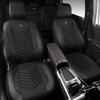 CAR PASS 3D Foam Mesh Leather Car Seat Covers Front Seats, Breathable Two Front Seat Cover for Cars, Comfortable Universal Fit for SUV Truck Sedan Automotive Anti-Slip Airbag Compatible, All Black