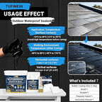 Rubber Liquid Waterproof Sealant, TUFINEIN 53oz/1.5kg Black Quick Drying Multi Surface Foundation Leak Repair - Roof Gutters Basement Sealer Waterproof - Indoor & Outdoor Flexible Rubber Paint