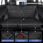 1:1 Custom Car Seat Covers Fit for Toyota RAV4 2013 2014 2015 2016 2017 2018 XLE LE Limited Adventure Full Set Faux Leather Seat Protectors with Armrest Covers and Steering Wheel Cover (5-Seat, Black)