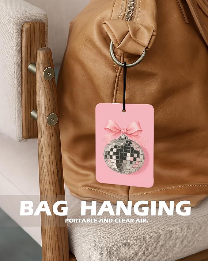 Girly Christian Cologne Car Air Freshener 4 Pcs, Coquette Pink Bow Disco Ball Beach Hanging Air Freshener for Cars Bathroom Dorm Books Decor, Christian Accessories Gifts for Women Girls
