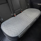Universal Grey Anti-Slip Rear Car Seat Cover Size S - Faux Linen Bottom Bench Seat Cushion Fits Most of Vehicles Cars Truck SUV Van - Automotive Long Back Seats Protectors with Storage Pocket
