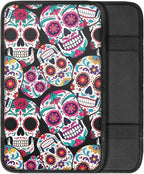 Dreaweet Sugar Skull Center Console Armrest Pad Cover Halloween Car Accessories Soft Comfort Arm Rest Cover Pad Universal Middle Console Covers for Cars SUV Truck Sedan
