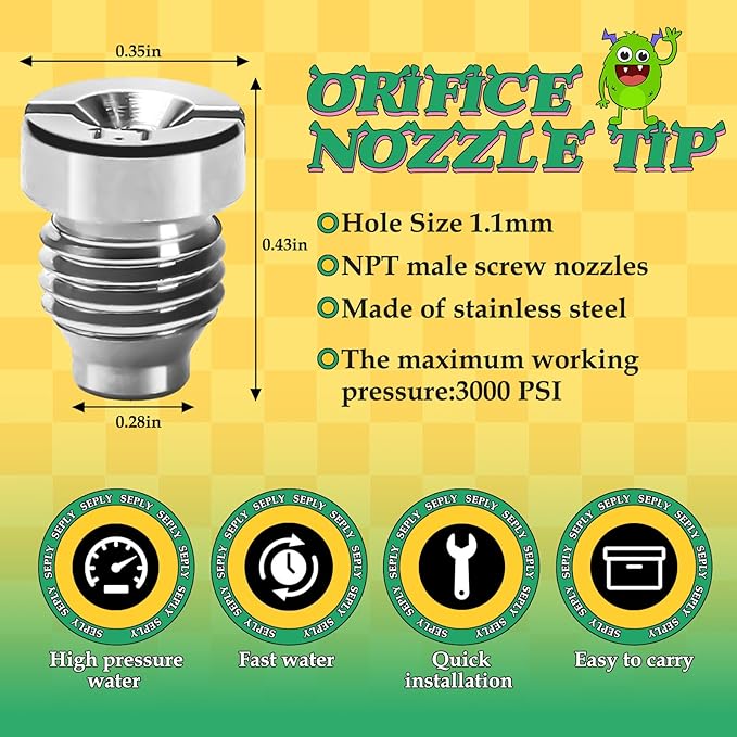 1.1 mm Orifice Foam Cannon Nozzle and Foam Maker Meshes Kit for Foam Cannon Replacement Thread Nozzle Tips and Mesh Filter, with Cleaning Tools, 3000PSI 2-Pack