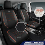 Skechers Air-Cooled Memory Foam Seat Covers,Mesh Thick Car Seat Covers,Piping Leather Car Seat Cover,Airbag Compatible,Automotive Comfort for Most Cars, Vans, Trucks, SUV(Brown, Full Set)