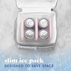 Cool Coolers by Fit & Fresh Slim Ice Packs, Quick Freeze Reusable Ice Packs for Lunch Boxes & Coolers, Long-Lasting, Space Saving Lunch Ice Packs, Light Pink, 4Pk