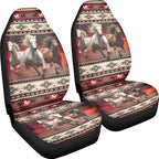 Aztec Ethnic Striped Horse Jigsaw Puzzle Print Car Seat Cover Front Seats Only Full Set of 2, Universal Bucket High Back Car Front Seat Covers