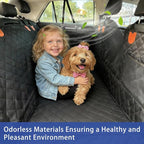 Hard Bottom Car Seat Cover for Dogs - 40% More Activity Space, Functions as Hammock and Flat Platform, Waterproof & Odorless, Non-Slip for Large Dogs, Fits Most Cars, Trucks, SUVs