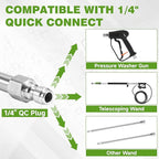 JOEJET Pressure Washer Extension Wand Stainless Steel, 30°, 90°, and 120° Curved Power Washer Wand with 5 Nozzle Tips, 1/4” Quick Connect, 4000 PSI