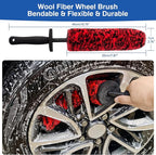 4 Pack Car Wheel and Tire Cleaner Brushes Kit Auto Motorcycle Rim Hub Ultra Soft Microfiber No Spatter Bendable Woolies Bristle Cleaning Set