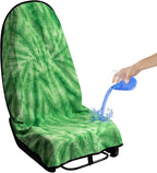 Waterproof Sweating Car Seat Cover for Post Gym Workout, Running, Swimming, Beach and Hiking, Universal Fit Non-Slip Bucket Seat Protector for Cars SUV Trucks, Machine Washable (Tie-Dye Green)