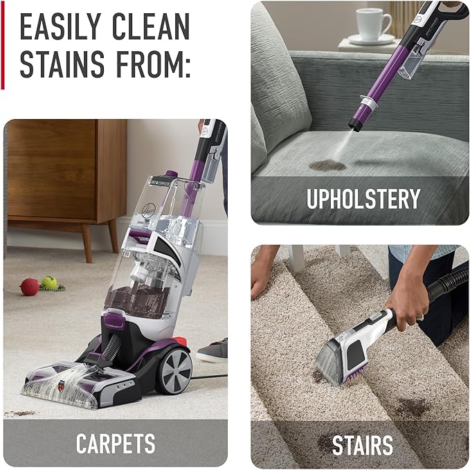 Hoover SmartWash Pet Automatic Carpet Cleaner with Spot Chaser Stain Remover Wand, FH53000PC + Hoover Everyday Solution, Deep Cleaning Carpet Shampoo, 128 oz Formula, AH30932