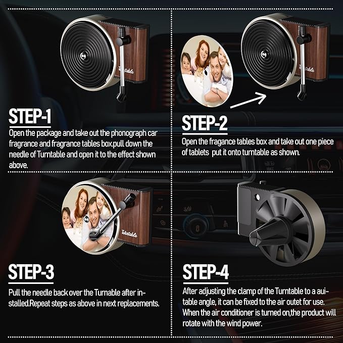 WOCOCN Customized Photo Car Air Freshener, Double-Sided Record Player Design, Unique Turntable Vinyl Shape,Meaning Gifts for Dad, Mom, Friends, Colleagues（9pcs）