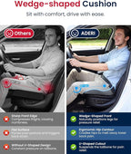 Gel Wedge Car Seat Cushion for Driving Relieves Tailbone Pain, Composite Gel Memory Foam for Cool & Support Comfort, Ergonomic Car Seat Pillow, Elevated Back for Wider Vision, Anti-Slip Design