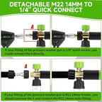 Tool Daily Short Pressure Washer Gun with Mini Foam Cannon, Dual Connector Accessory, 5 Power Washer Nozzle Tips, 1/4 Inch Quick Connect