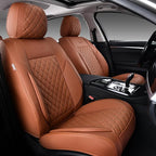 Auto Car Seat Covers Full Set Leather Cushion Protector Breathable Waterproof Seat Cover for Cars Universal Fit (Mature Brown, Full Set Without Headrest)
