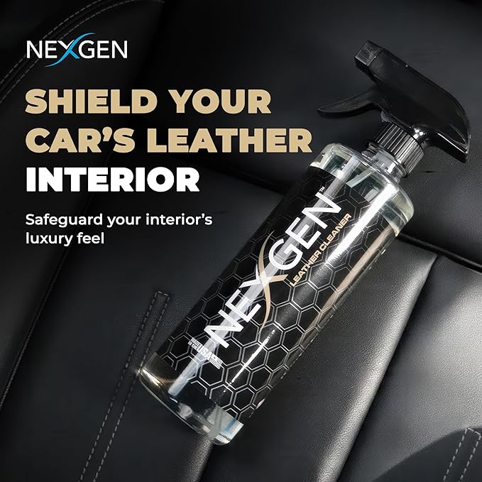 Nexgen Car Leather Cleaner - Quick Spray Car Interior Cleaner and Leather Restorer - Gentle Liquid Formula, Multi-Purpose Cleaner for Cars, Couch, Boots, Purses, and More (16 Oz)