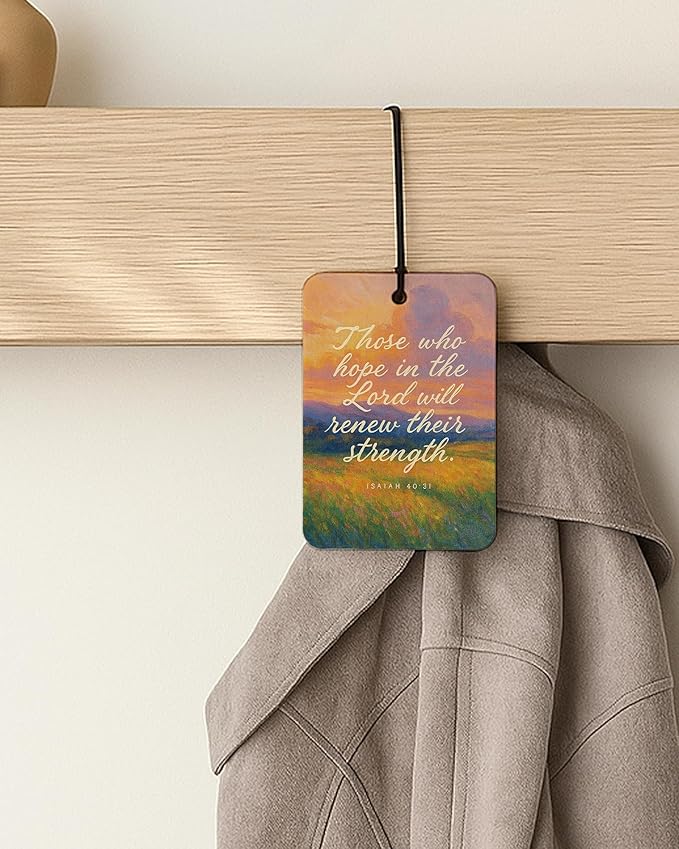 Christian Faith Car Air Freshener 4 Pcs Coconut Scented, Christian Car Accessories Mirror Decor for Women, Inspiration Bible Verse Floral Hanging Air Freshener for Cars Closet Drawer Books