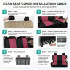 FH Group Automotive Rear Car Seat Covers for SUV, Trucks, Sedan and More - Universal Fit Rear Solid Bench Design Interior Accessories - 3D Mesh Fabric Center Panel - Burgundy