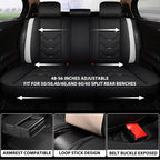 otoez Car Seat Covers Full Set, Universal Leather Seat Cover for Car, Waterproof 5 Seat Automotive Front and Back Seat Protector Full Coverage for Most Sedens Trucks SUVs, White & Black
