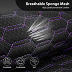 CAR PASS 3D Foam Mesh Leather Car Seat Covers Front Seats,Breathable Mesh Front Seat Covers for Women,Universal Fit for Cars SUV Truck Sedan Van Automotive,Armrest Airbag Compatible,Black and Purple