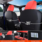 Coverado Front Seat Covers for Jeep Wrangler, Custom Fit Jeep Wrangler 2/4 Door 2008-2012 Unlimited Rubicon Sahara Willys Sport High Altitude Pickup Truck Waterproof Leather Car Seat Covers(Red)
