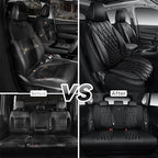 CAR PASS Rav4 Seat Covers Full Set Custom Fit for Toyota RAV4 Tocamo Corolla-Cross 2019-2024, Luxury Nappa Leather Waterproof Rav 4 Seat Covers, Anti-Slip Comfortable Airbag Compatible, Full Black