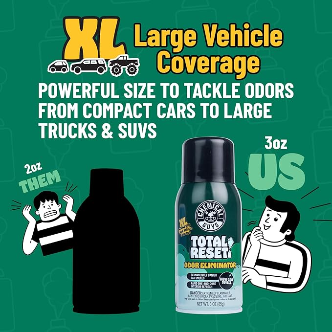 Chemical Guys Odor Eliminating Aerosol Fogger, New Car Smell - 3 oz Single Can For Cars, Trucks, And SUVs - Set-And-Forget Interior Deodorizer Neutralizes Smoke, Pet, Gym, And Food Odors & More