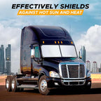 EcoNour Semi Truck Windshield Sunshade, Foldable 2-Piece Car Sunshade Reflects UV and Heat, 240T Polyester Silver-Coated Sun Shade for Semi Trucks and Large Vehicles, Front Window Sun Shade 40 x 32 In