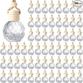 BBTO 100 Pcs Car Air Fresheners Diffuser with Wooden Cap Empty Aromatherapy Diffuser Clear Car Fragrance Holder Pendant Hanging Perfume Fresheners Bottles for Decor(Round Diamond,Clear)