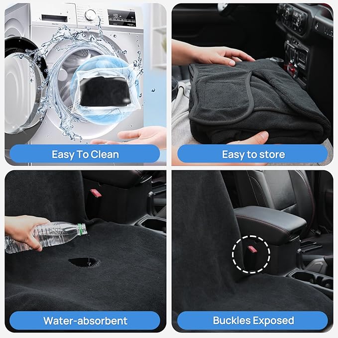 Nilight Car Seat Cover Black Terry Fabric Water and Sweat Absorbent Ideal for Running Gym Workouts Beach Swimming and Hiking Suitable for Cars Truck SUV