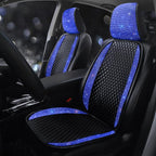 Luxury Faux Leather Car Seat Covers with Shining Rhinestone,Crystal Diamonds Auto Front Seat Cushion Covers Bling Bling Auto Interior Accessories for Women or Ladies Universal Fit Blue 2Seats