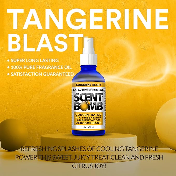 Scent Bomb Air Freshener Spray, 100% Oil Based Concentrated Air Freshener, Air Freshener Spray for Car, Room, Bathroom and Odor Eliminator (Tangerine Blast)