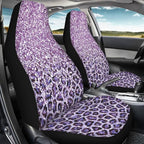 Gradient Purple Leopard Print Car Seat Cover, Design Car Seat Covers Protector, Set of 2 for Front Seats