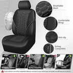 CAR PASS 3D Foam Mesh Leather Car Seat Covers Front Seats, Air Cool Mesh Front Seat Covers for Car, Universal Fit for SUV Truck Sedan Automotive, Armrest Airbag Compatible, Black and Gray