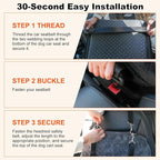 Small Dog Car Seat for Small Dogs Under 30 lbs, Memory Foam Pet Car Seat with Washable Cover, Safety Belts & Side Storage Pockets, Portable Travel Bed for SUV/Sedan (Black)