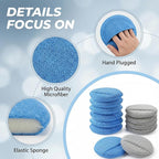 Wax Applicator Pad (15 Pack)，5 Inch Microfiber Wax Applicator Pads，Washable Reusable Car Wax Applicator Buffing Pads for Car Cleaning, Polishing and Detailing（10 Blue and 5 Gray）