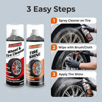 Wheel Cleaner & Tire Shine Kit - 2 Pack 14 oz Bottles, Heavy Duty Car Care Bundle with Cleaning Wheel Cleaner, Long-Lasting Tire Shine Spray & Wash Brush – Complete Car Detailing Essential