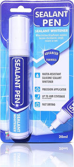 White Caulk Marker: Waterproof Silicone Colorant Paint, Stain Remover, Sink, Kitchen, Shower, Bathroom Tile - White, Wide 15mm Tip